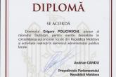 Preşedintele raionului menţionat cu diplomă pentru merite deosebite în consolidarea autonomiei locale