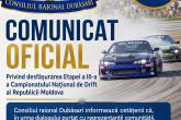 COMUNICAT OFICIAL Privind desfășurarea Etapei a III-a a Campionatului Național de Drift al Republicii Moldova